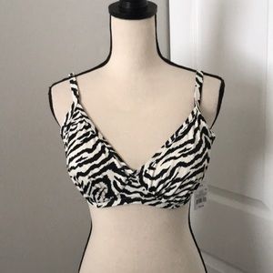 NEW-SHADE & SHORE Underwire Animal Print Bikini Top | 38D